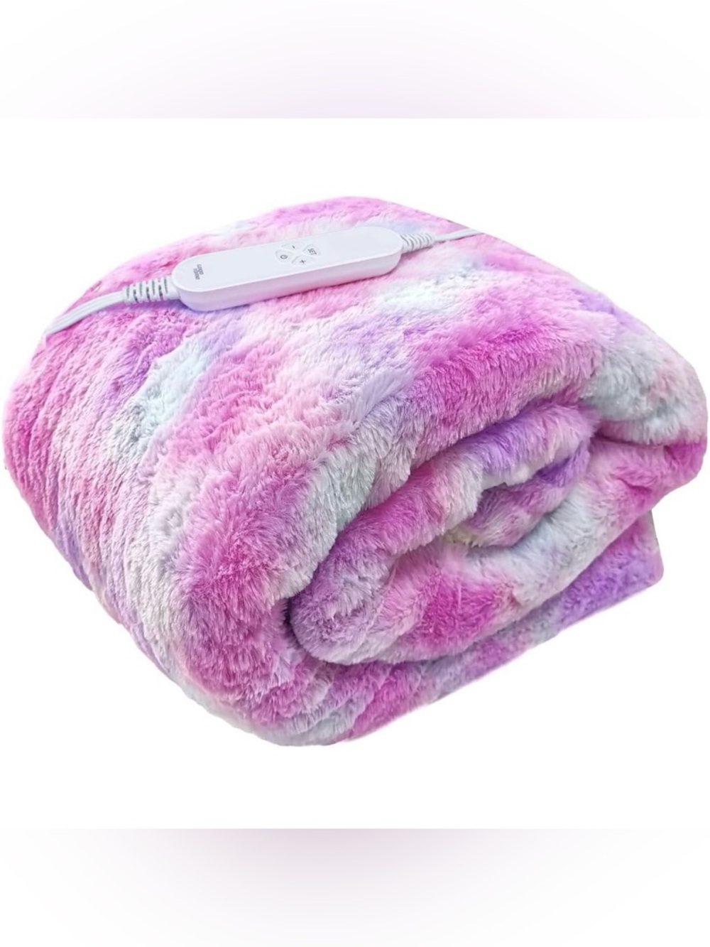 Electric Plush Heated Throw Blanket - Pink Tie-Dye